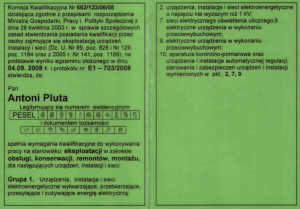 Świadectwo Kwalifikacyjne Nr E1-703/2008/K662 str. 2