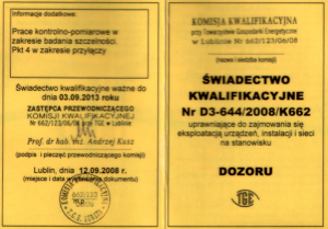 Świadectwo Kwalifikacyjne E3-643/2008/K662 str. 1