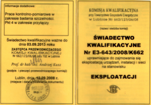 Świadectwo Kwalifikacyjne E3-643/2008/K662 str. 1